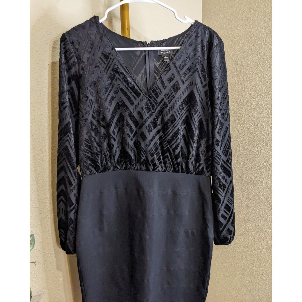 Nicole Miller Black Burnout Velvet Chevron Bandage Dress 8 NWT Cocktail Party